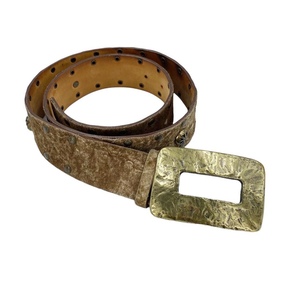Garuglieri | Vintage Stud Embellished Taupe Leather Belt Size Medium Style 2109